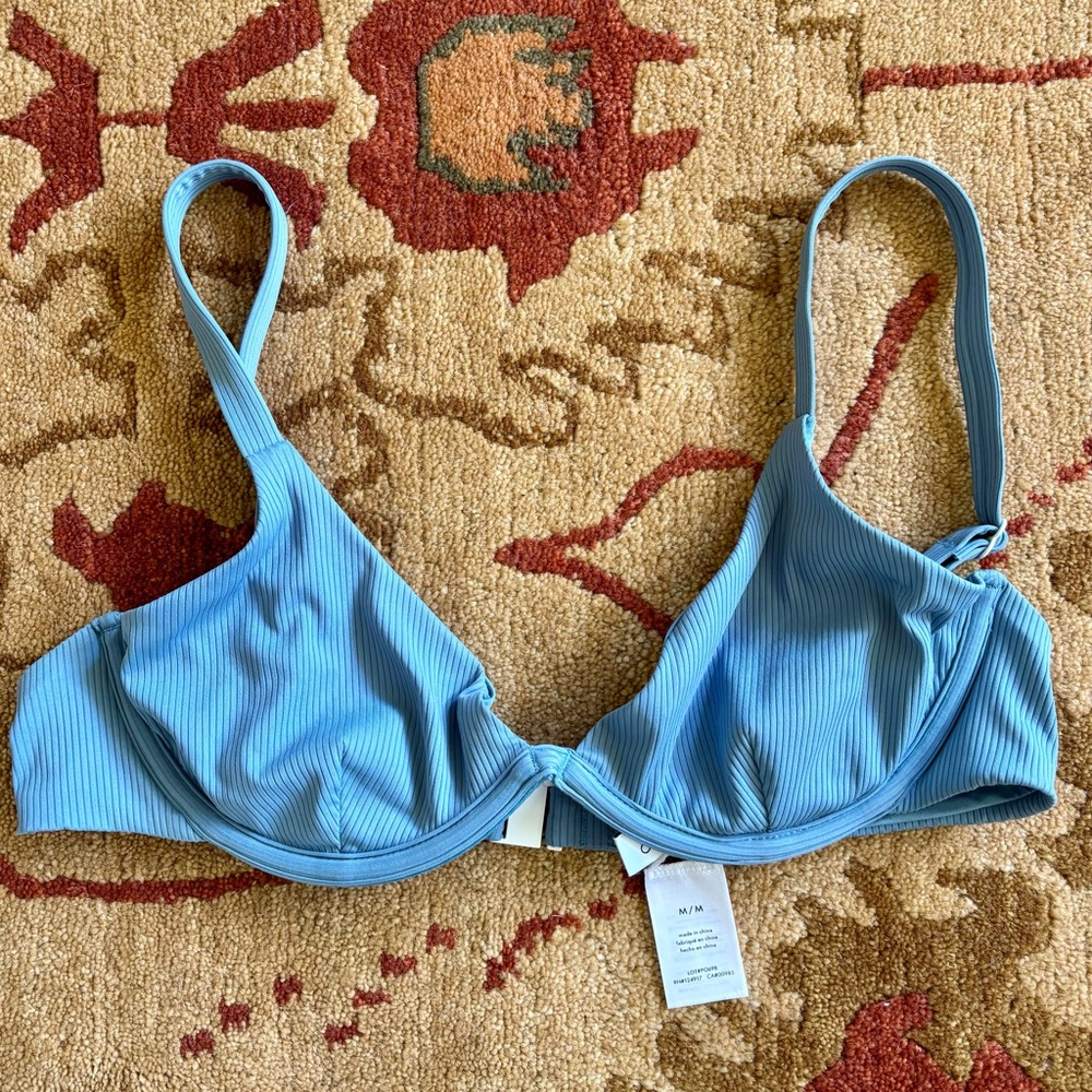 Both top and bottom Onia grey-blue Bikini set M top S bottom Swimwear ribbed 🦋